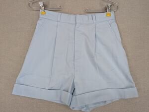 Vintage Cheryl Tiegs Cuffed Shorts Size 10 High Waisted USA Light Blue -0925F124